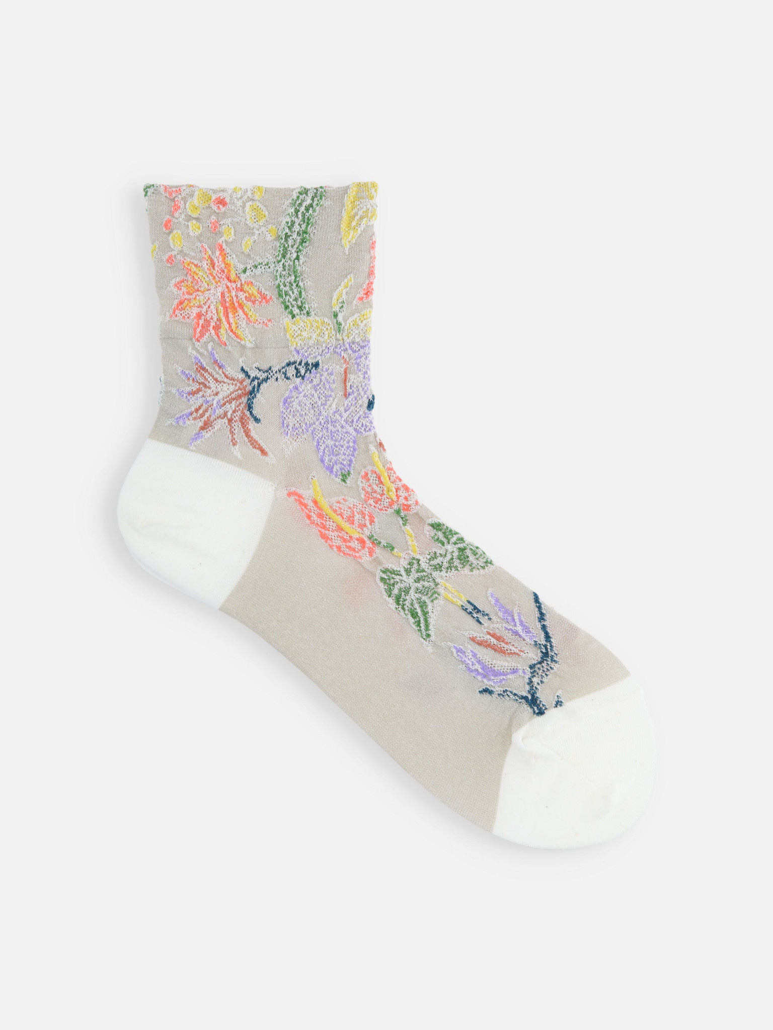 Socquette en coton/lin mix plantes tropicales