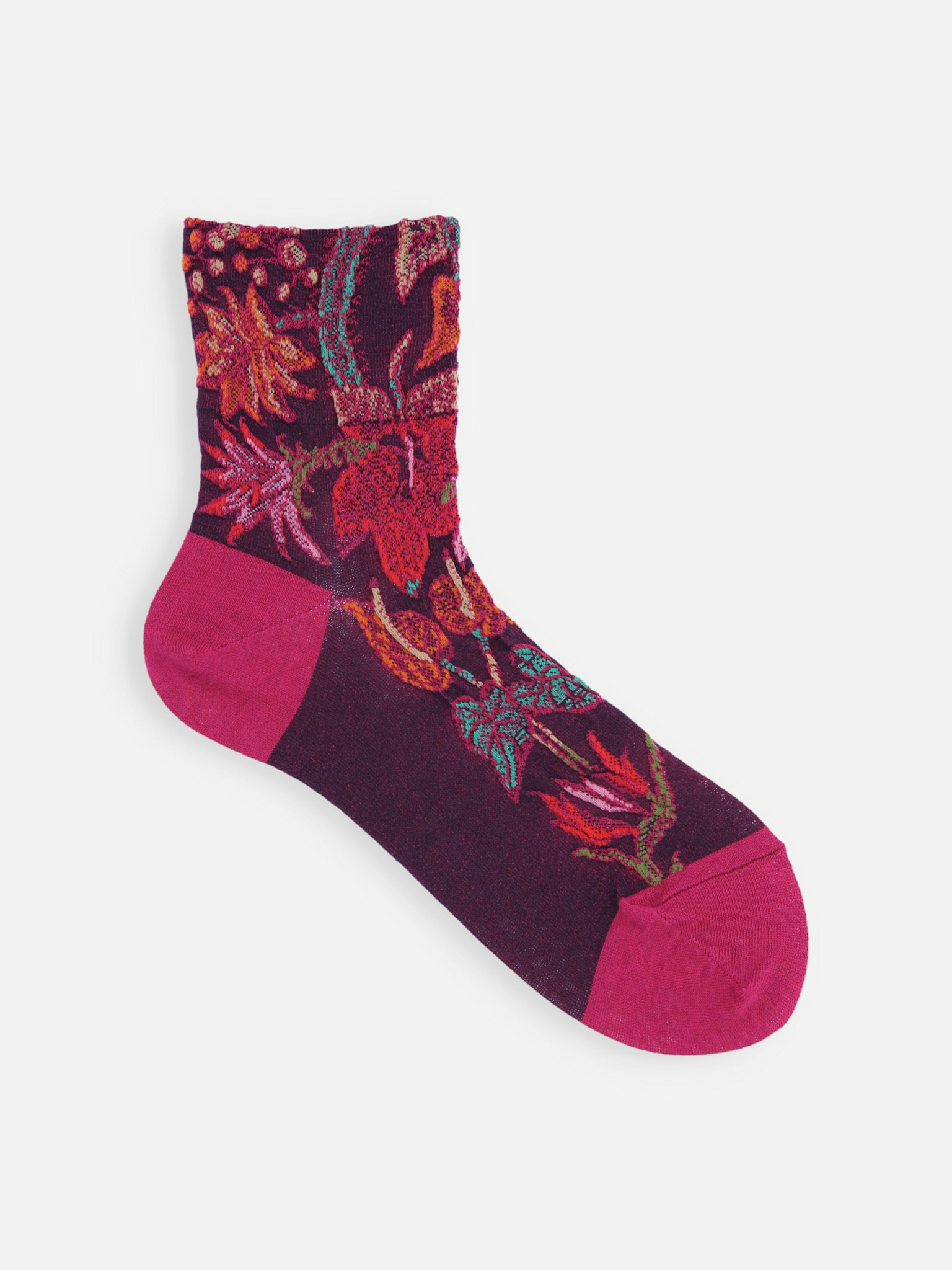 Socquette en coton/lin mix plantes tropicales