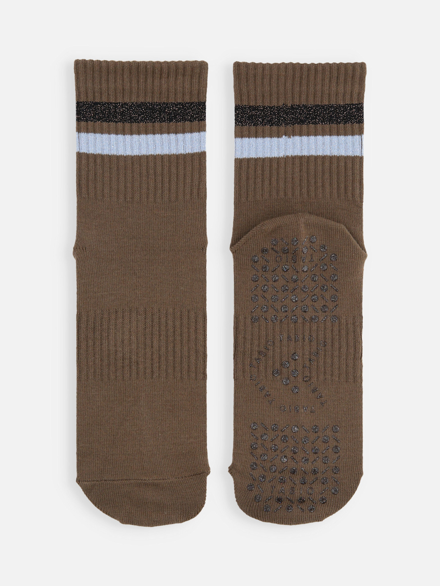 Fitness top met glinsterende lijnen en korte sokken