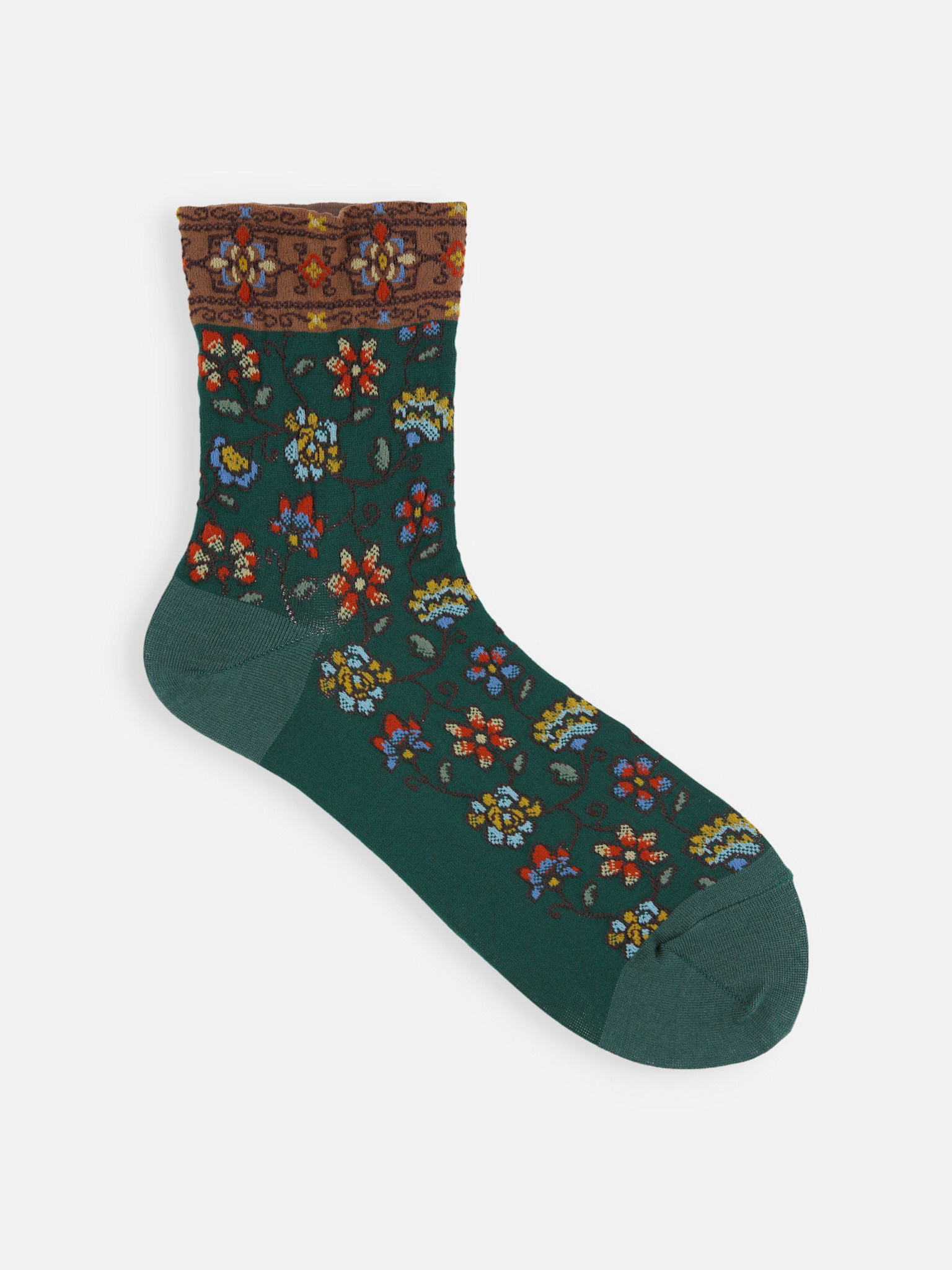 Float Oriental Flower Low Crew Socks