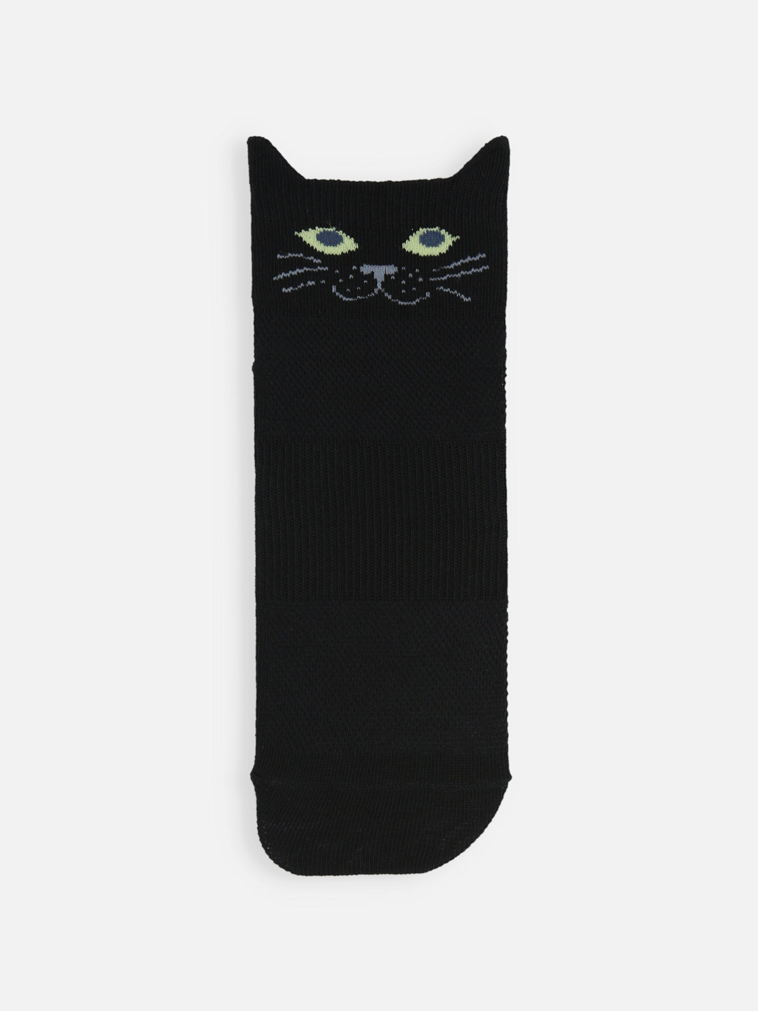 Calzini alla caviglia in cotone con testa di gatto