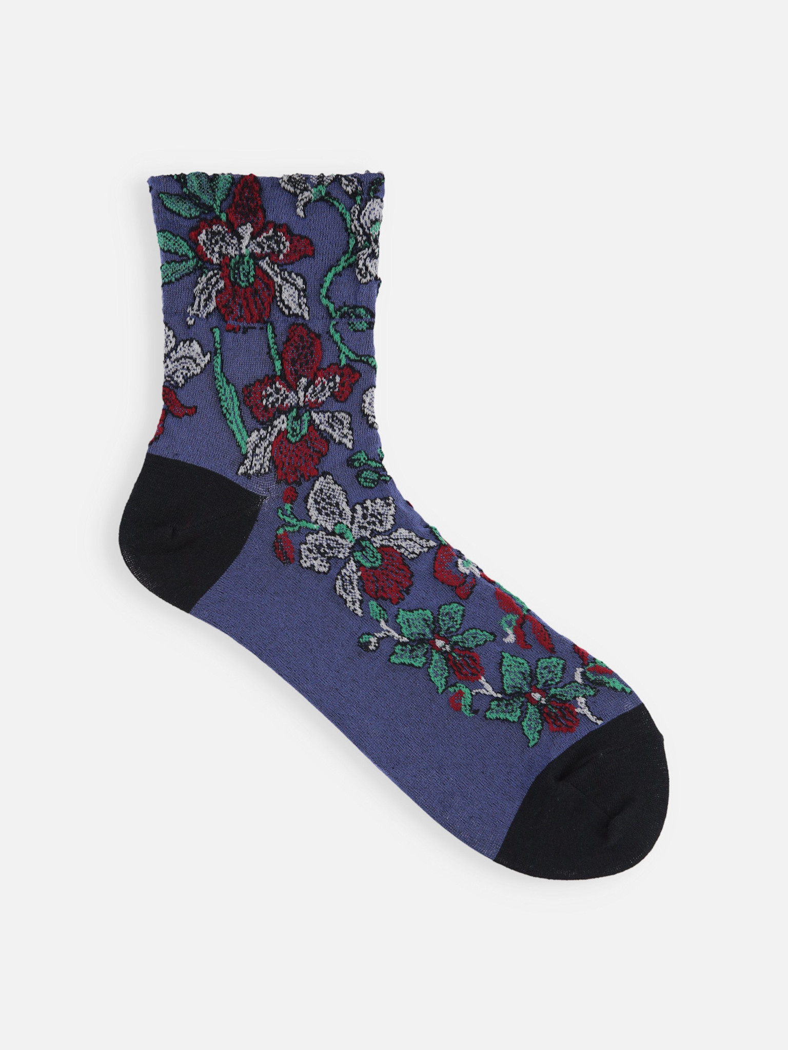 Calzini alla caviglia in cotone/lino con motivo orchidee