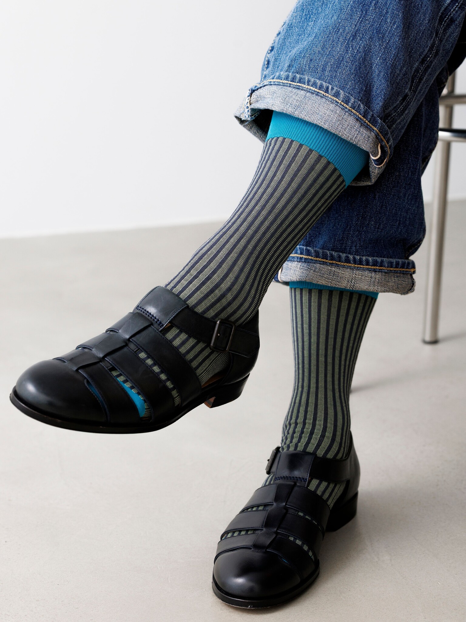 Jacquard Stripe Crew Socks M