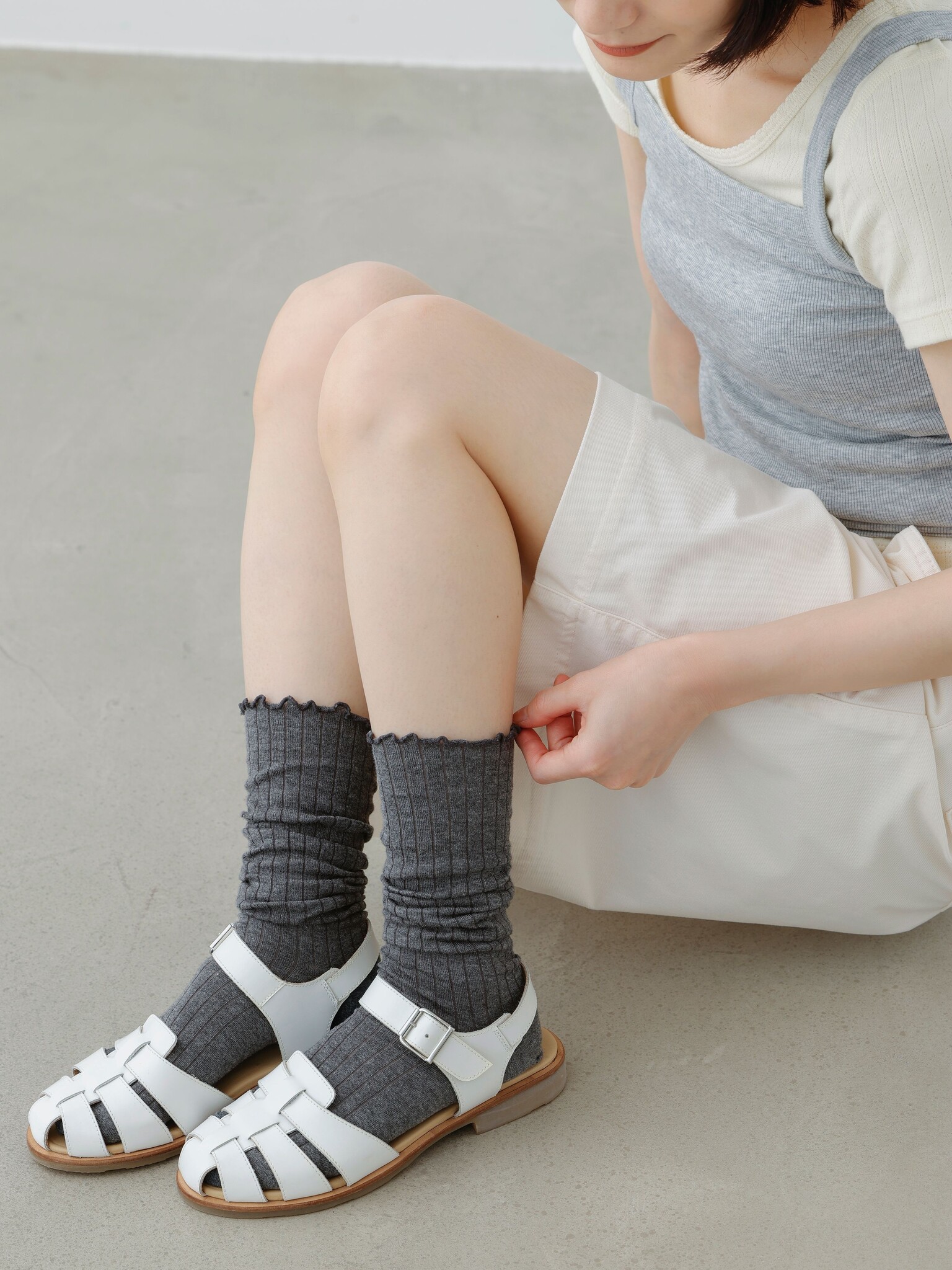 Chaussette haute fine bord Merrow style Loose