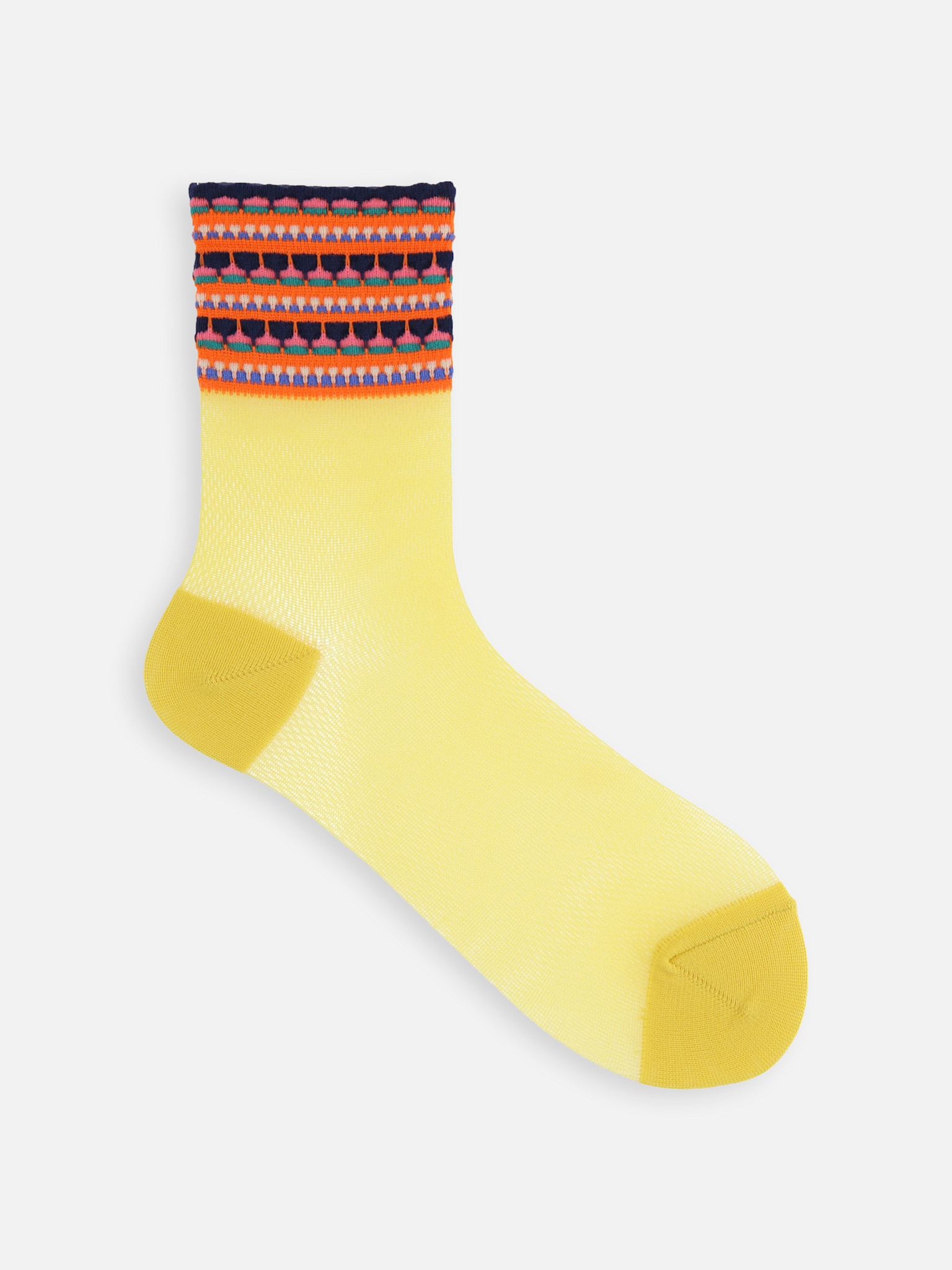 Socquette ajourée bord multicolore