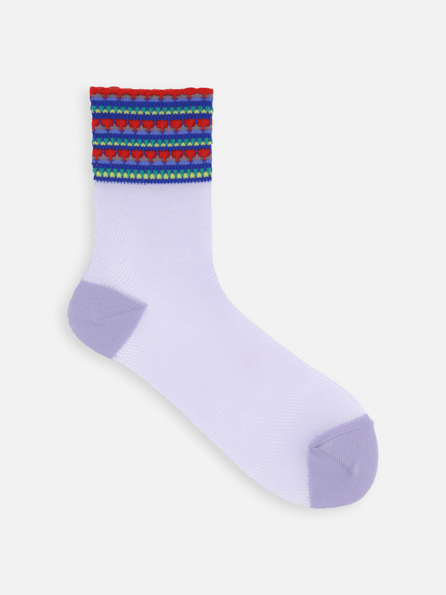 Socquette ajourée bord multicolore