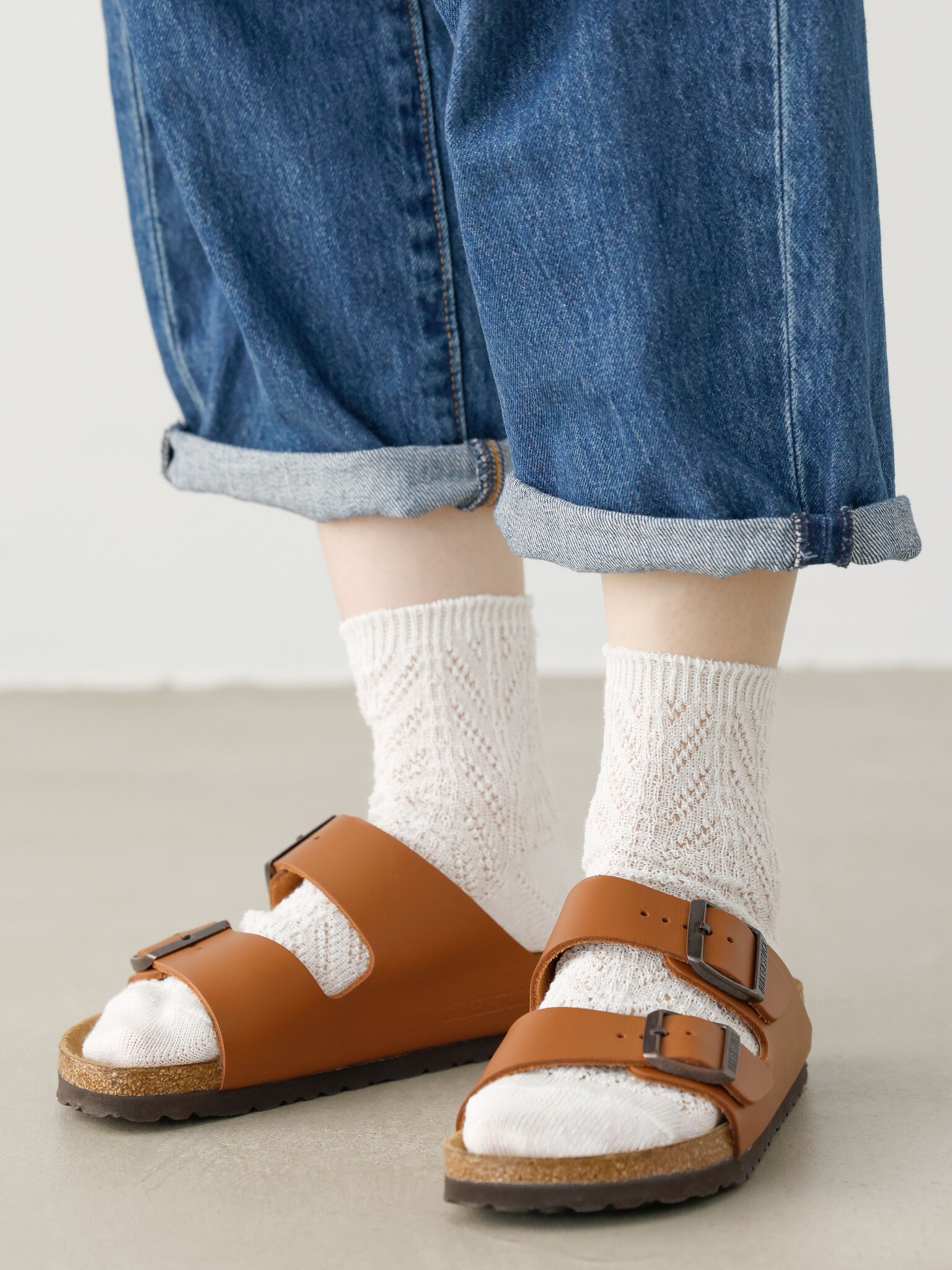 Calcetines tobilleros de lino con diseño de espiga calada