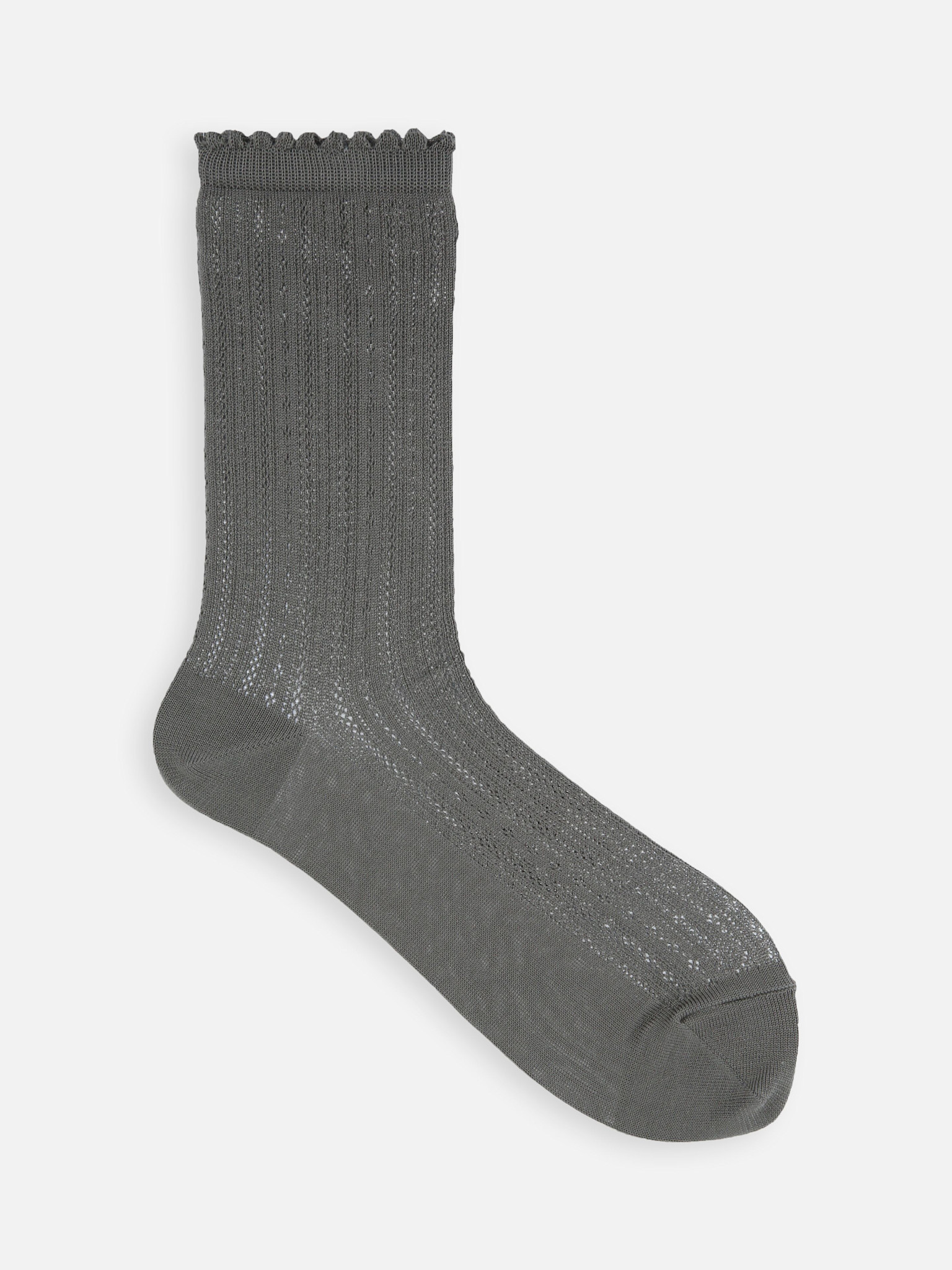 Picot Lace Pattern Crew Socks