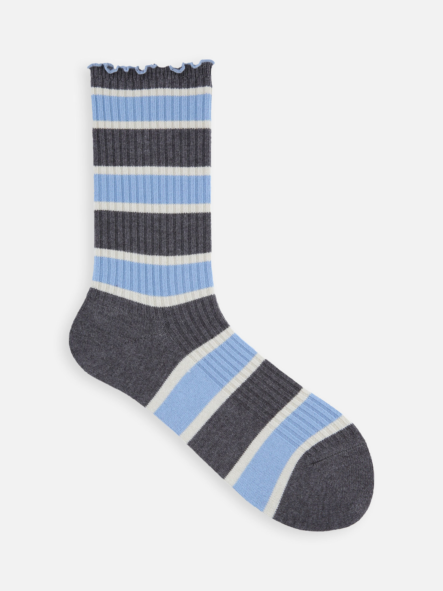 Calcetines altos hasta la rodilla de canalé con rayas multicolores de Merrow