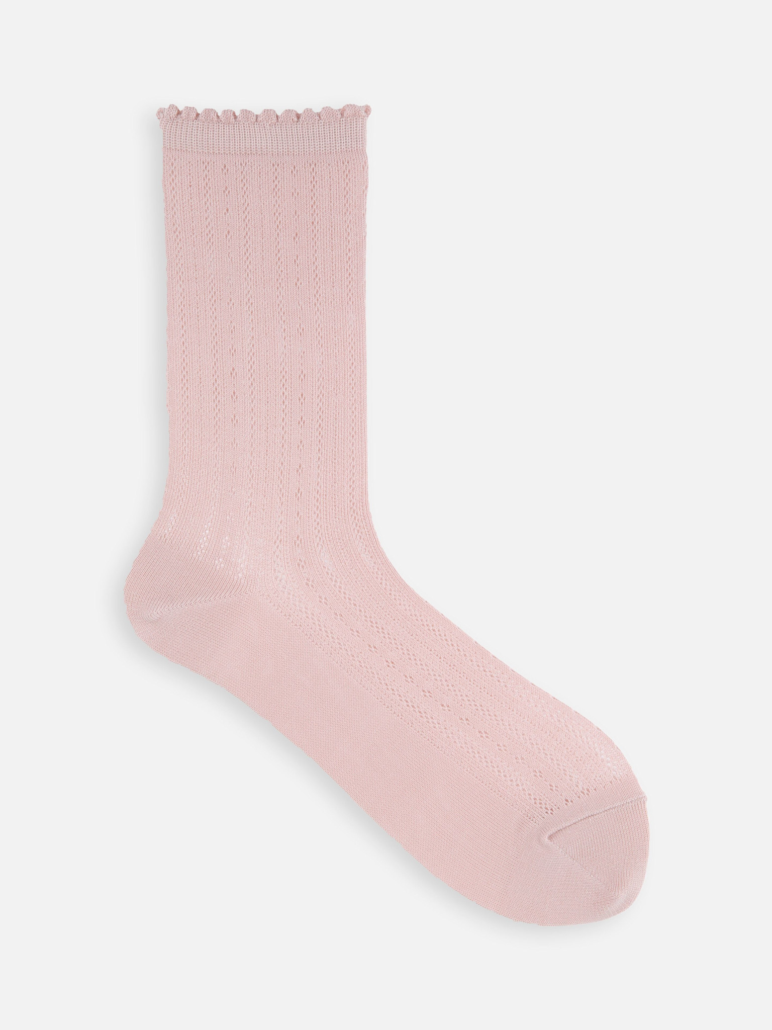 Picot Lace Pattern Crew Socks