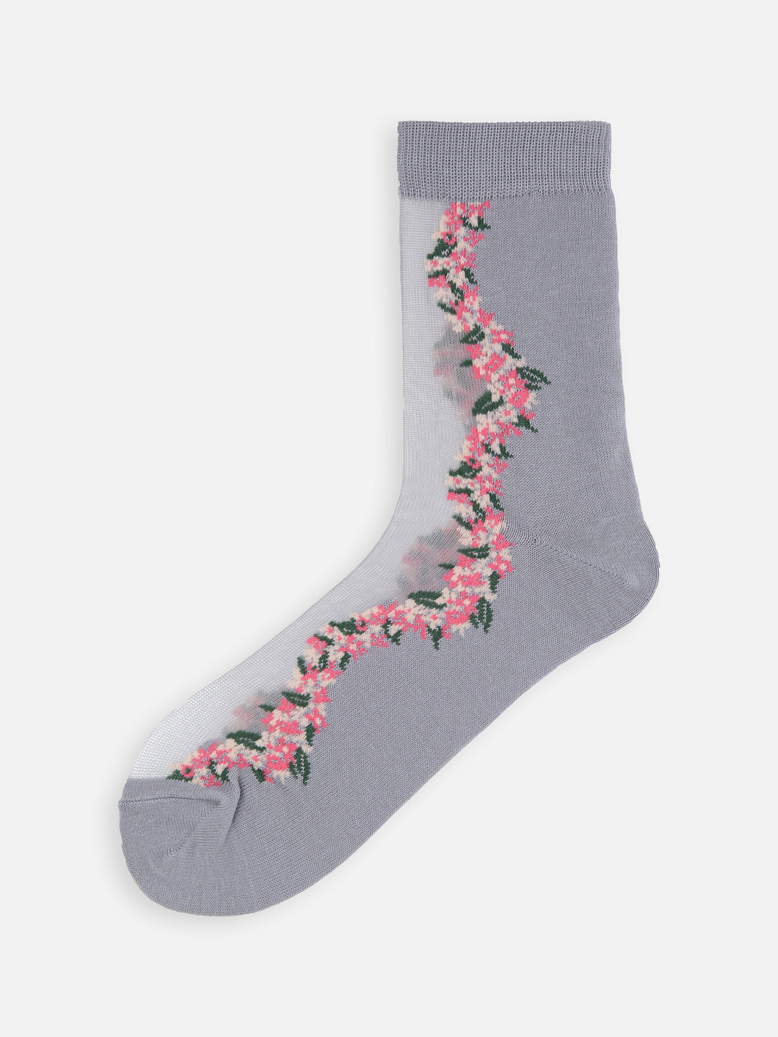 Transparente Socken mit Blumenmuster