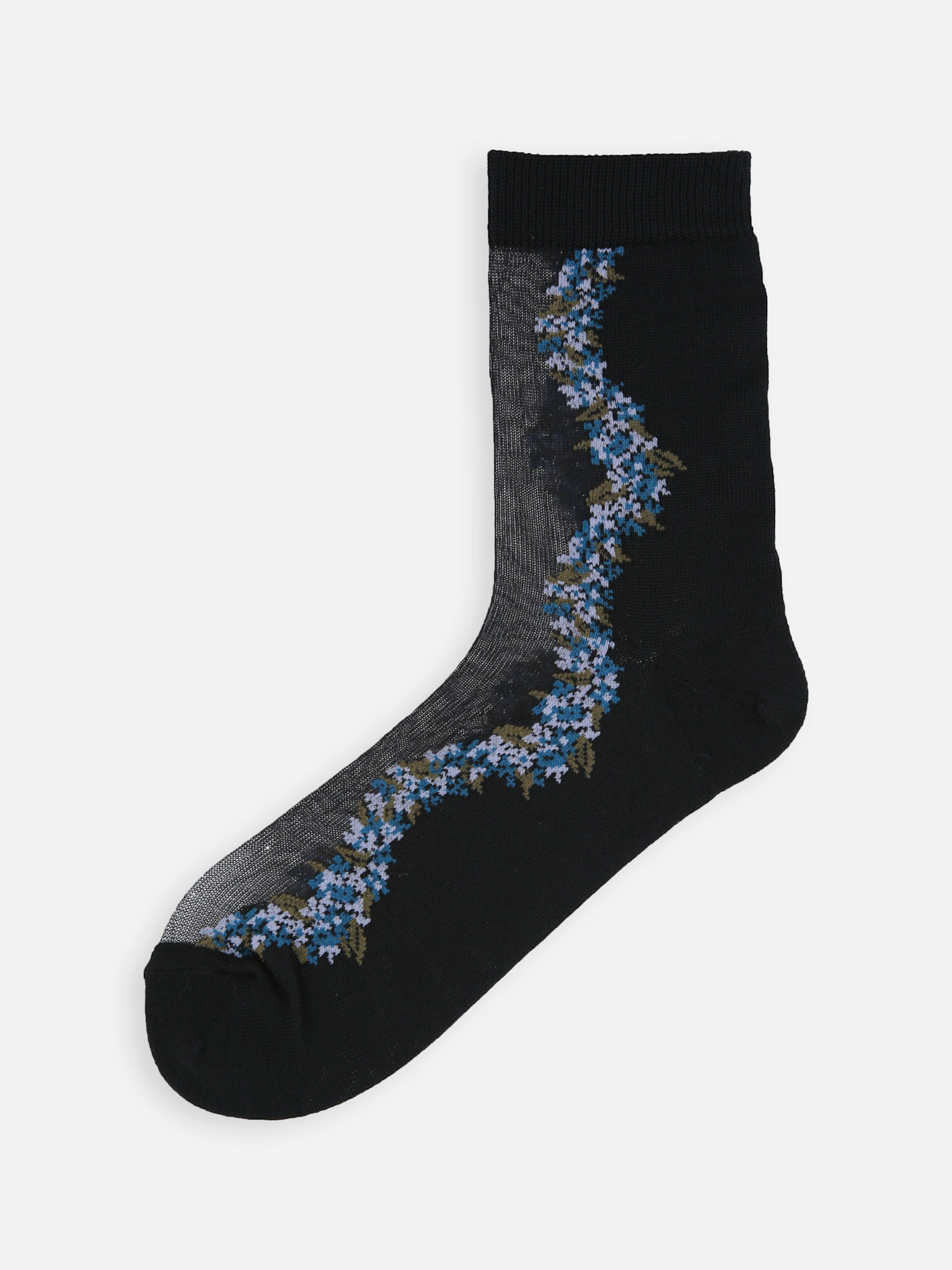 Transparente Socken mit Blumenmuster
