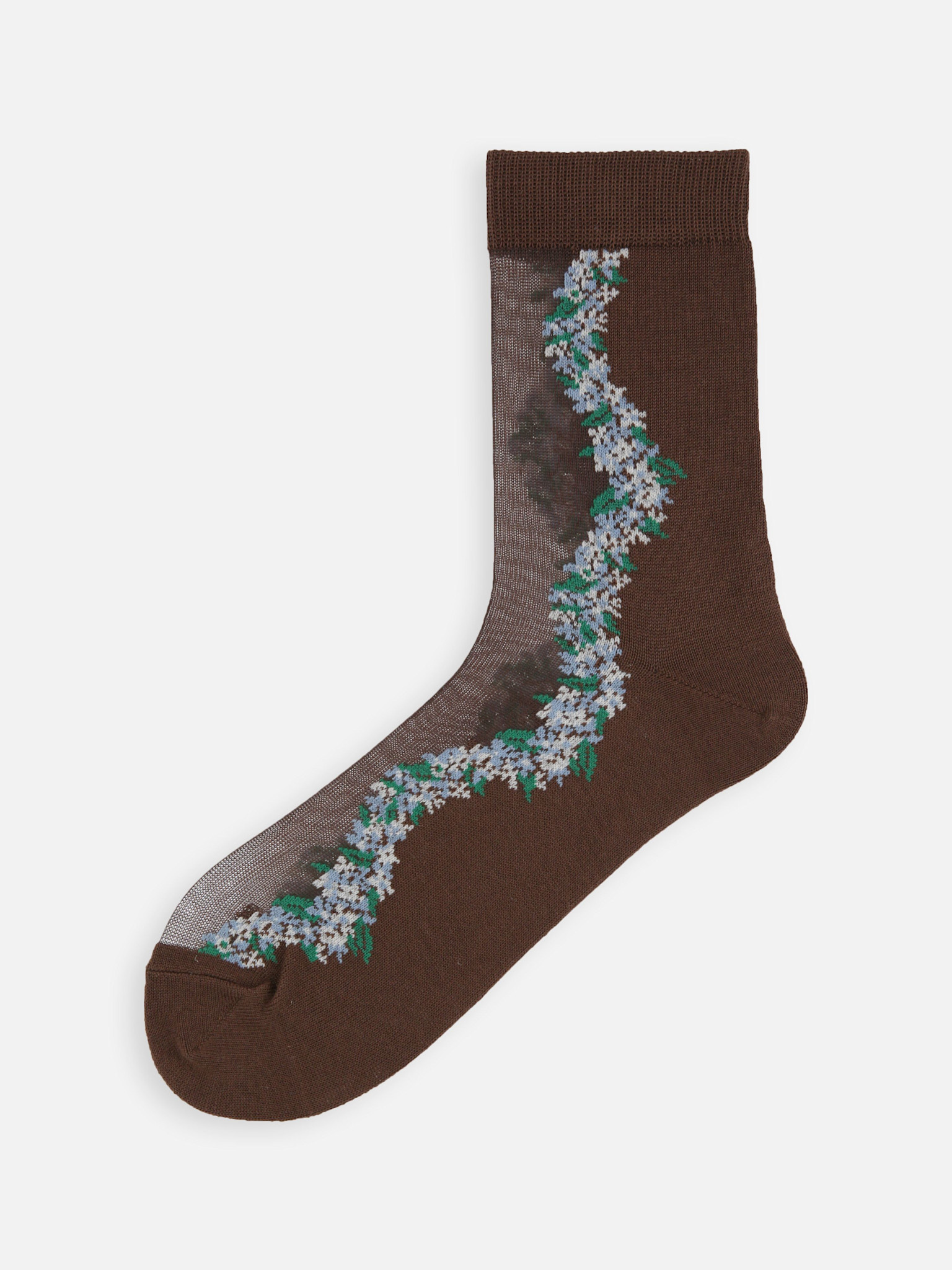 Transparente Socken mit Blumenmuster