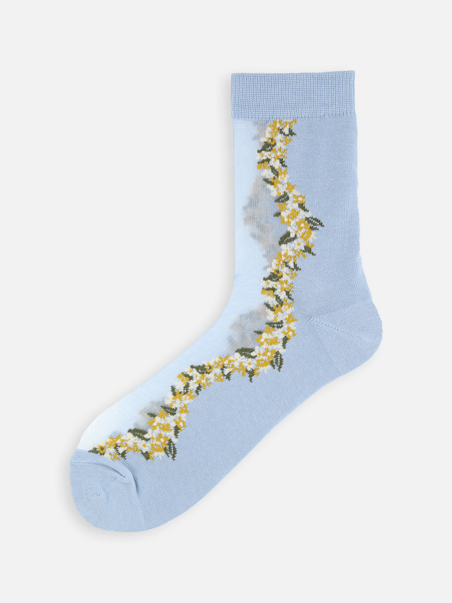 Transparente Socken mit Blumenmuster