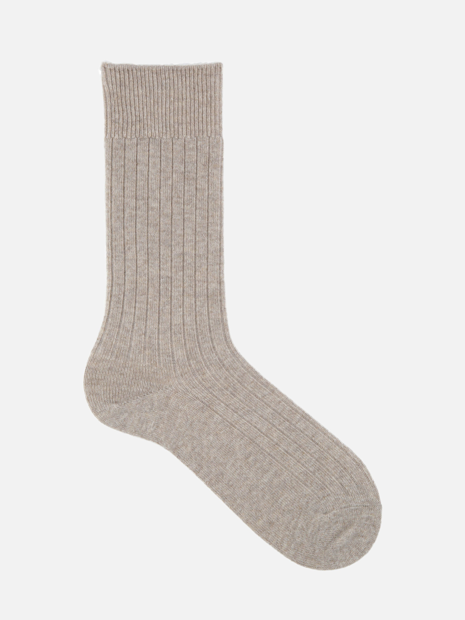 Mi-chaussette cachemire côtes 5x1 M