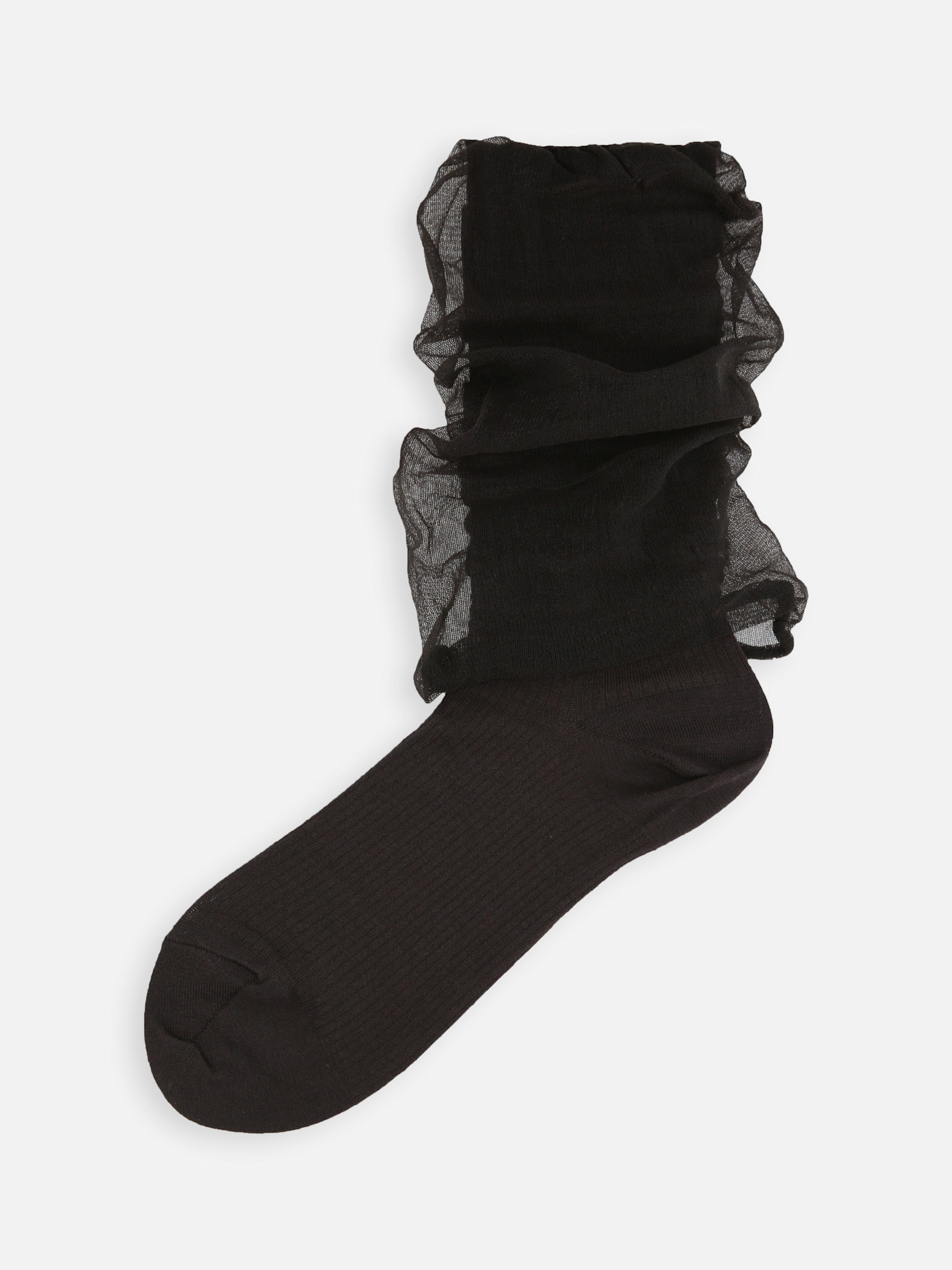 Meias caneladas até o joelho com efeito chiffon transparente