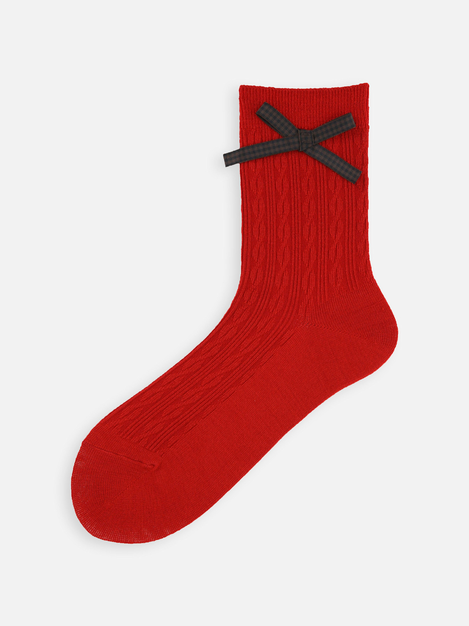 Mi-chaussette laine-mix torsades nœud à carreaux