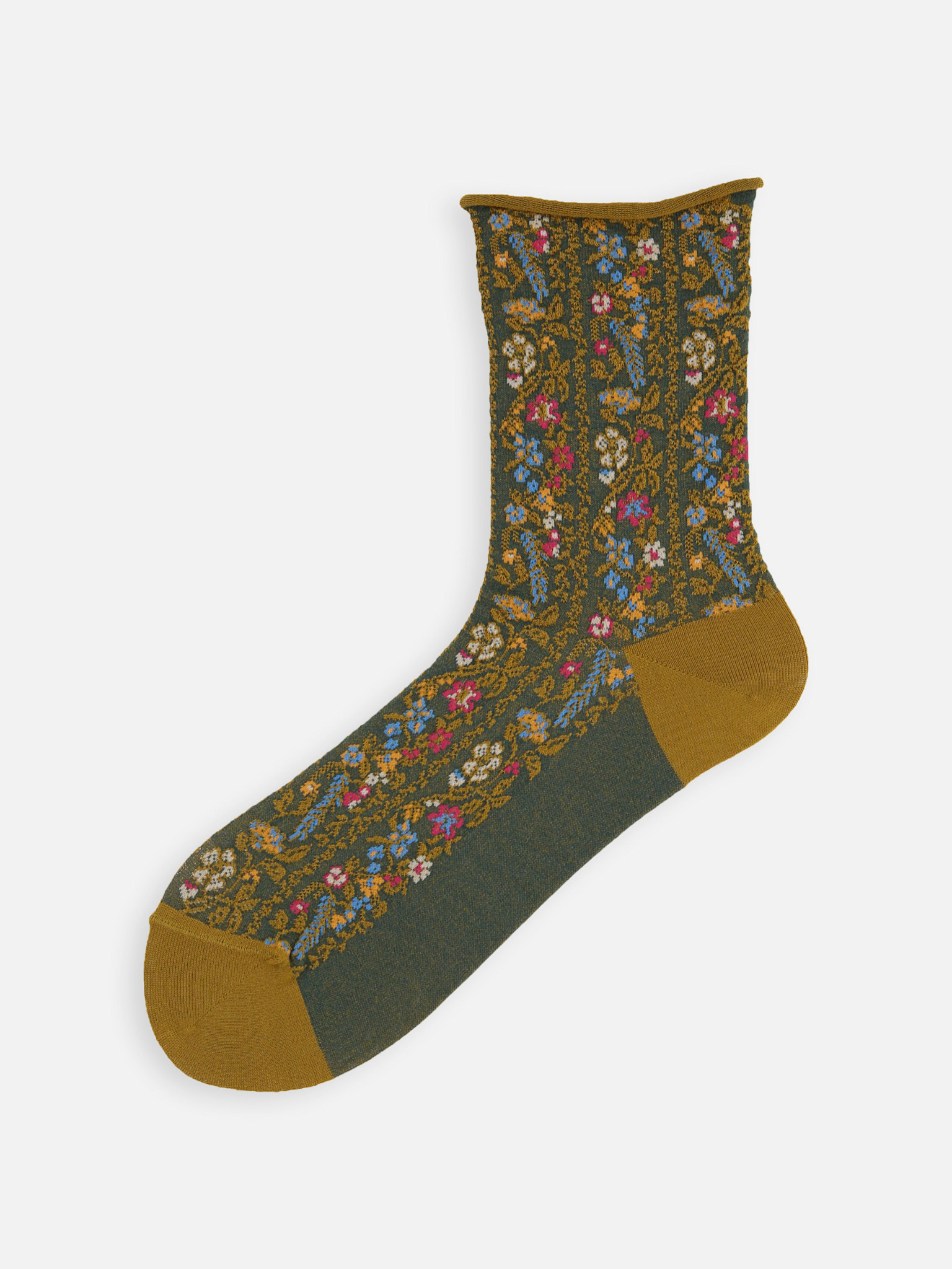 Wildblumenstreifen-Socke aus Bambus-Viskose