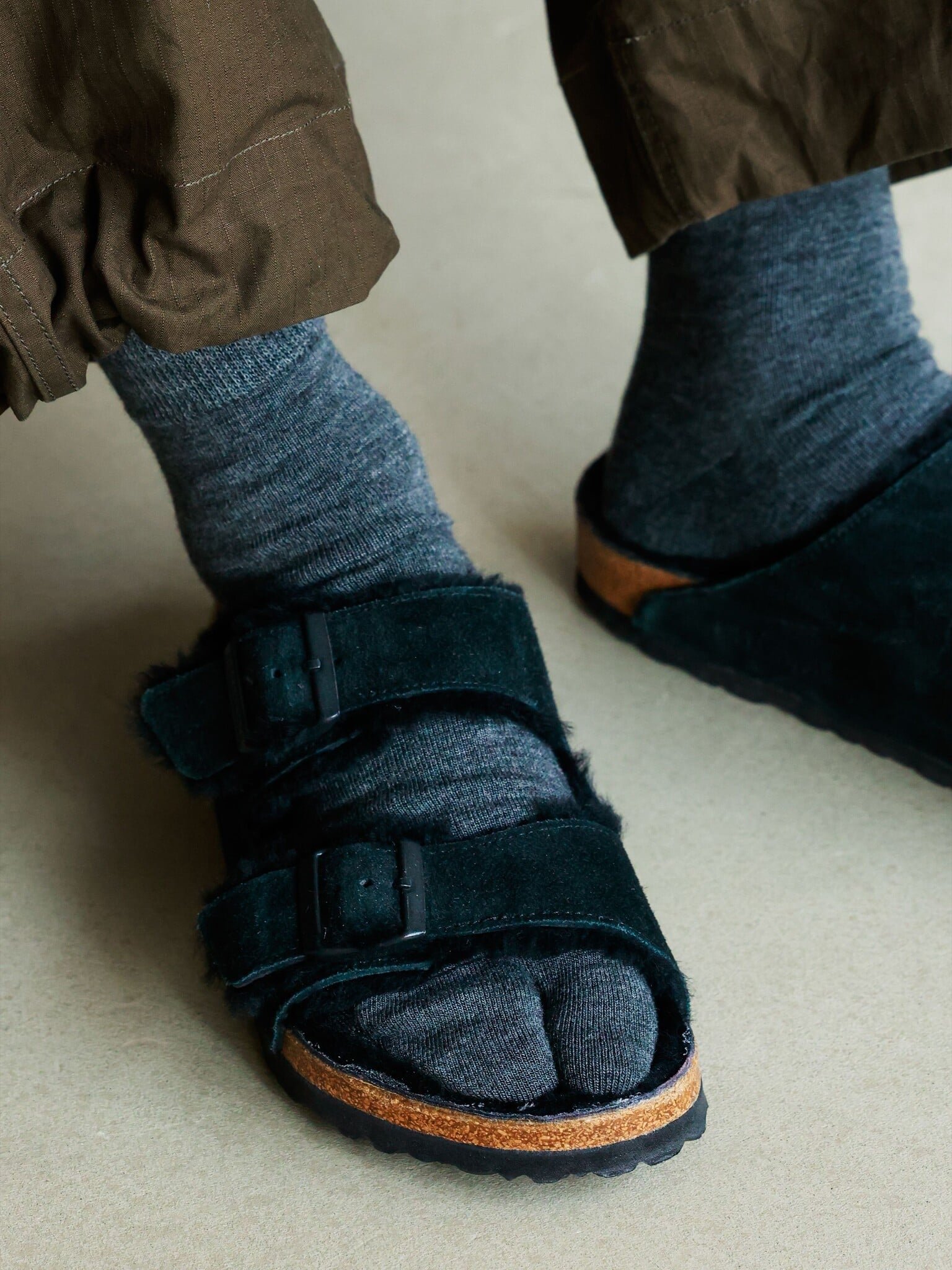 Calcetines tobilleros Tabi de lana merino lisa, talla L
