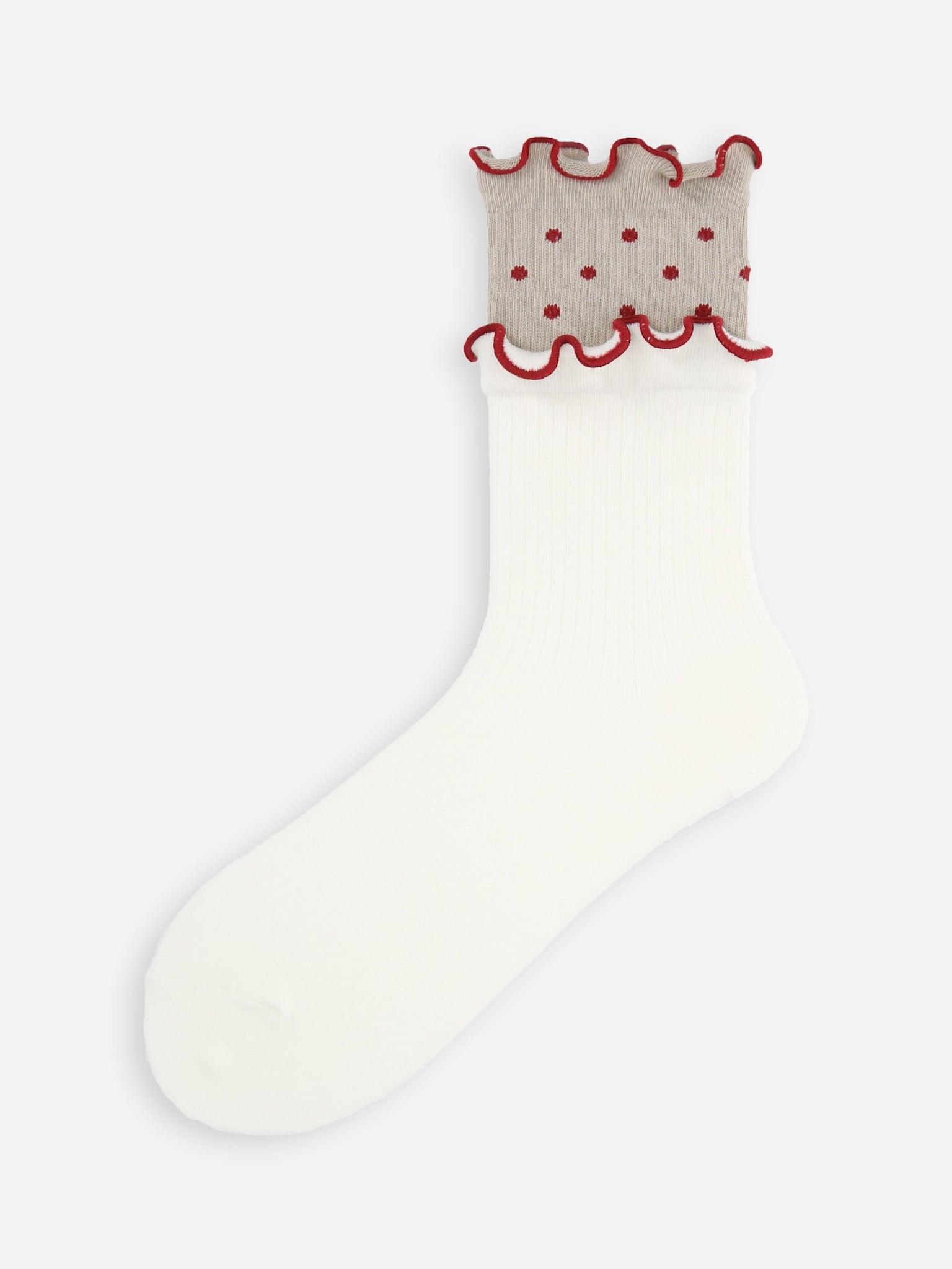 Mi-chaussette à pois double volant