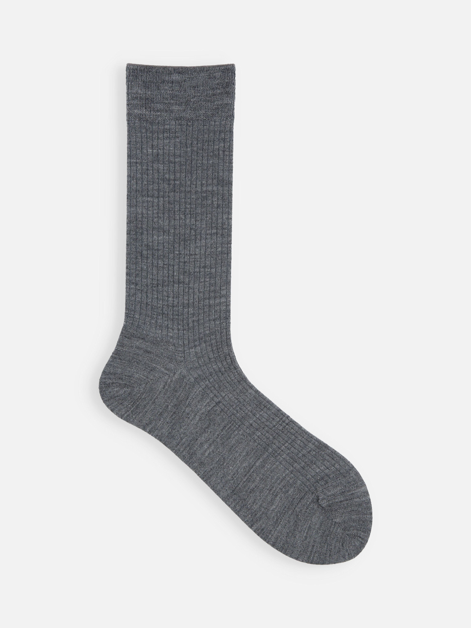 Mi-chaussette laine Mérinos fine côtelée 3x2