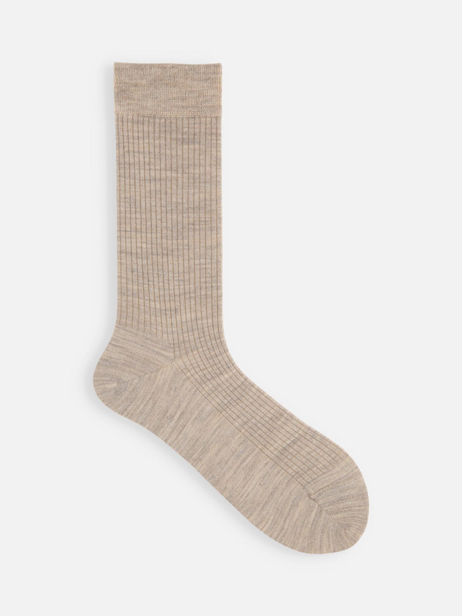 Mi-chaussette laine Mérinos fine côtelée 3x2