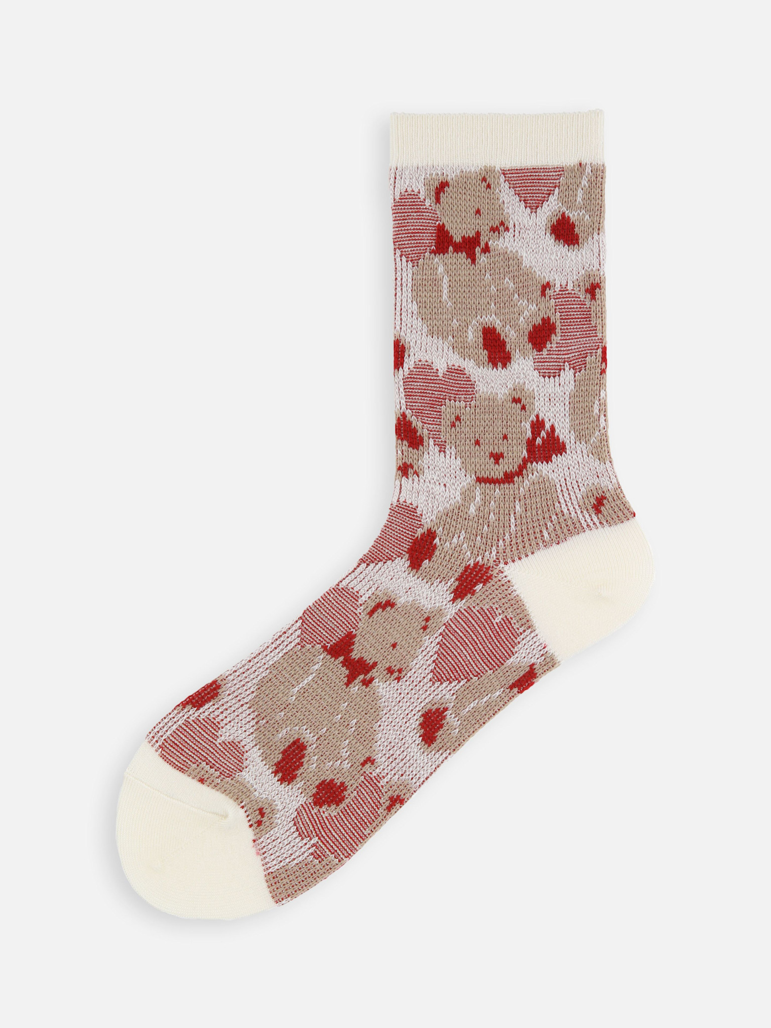 Mi-chaussette jacquard ourson cœur
