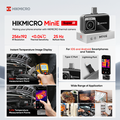 Hikmicro MiniE Thermal imaging camera 96x96 pixels, 25Hz IOS and Android