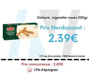 Delacre Delacre cigarette russes 200gr Delacre Delacre cigarette russes 200gr