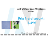 set 5 chiffons doux 40x36cm 3 couler