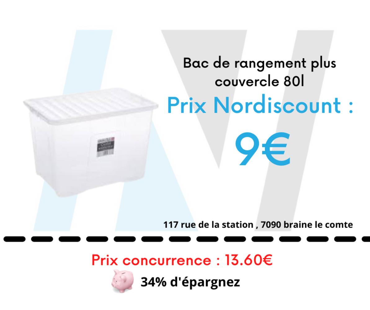Bac de rangement plus couvercle 80l