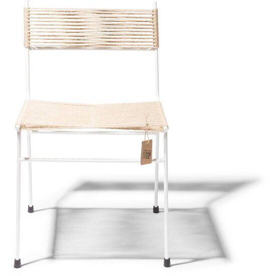 Polanco Dining Chair in Hemp, White Frame