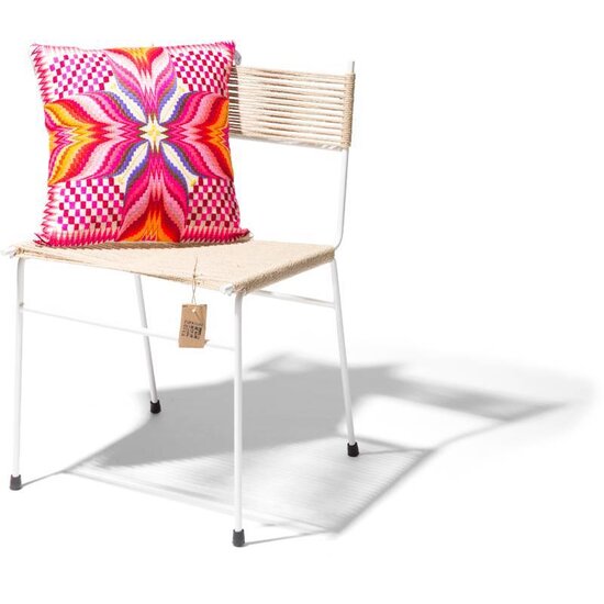 Polanco Dining Chair in Hemp, White Frame