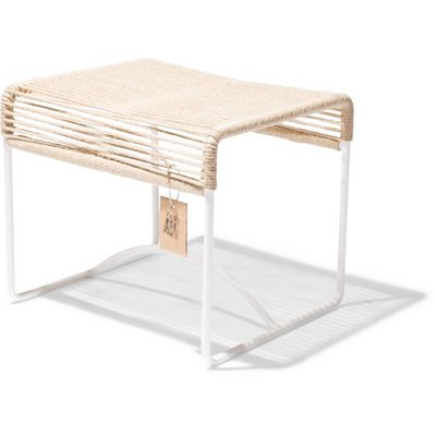 Xalapa Stool or Footrest in Hemp, White Frame