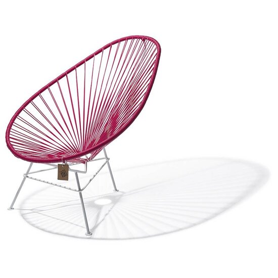 Acapulco Chair in Bougainvillea, White Frame