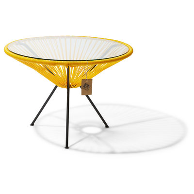 Table Japón XL yellow with glass table top