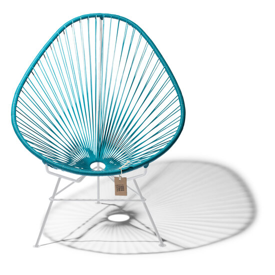 Acapulco Chair in Petrol Blue, White Frame