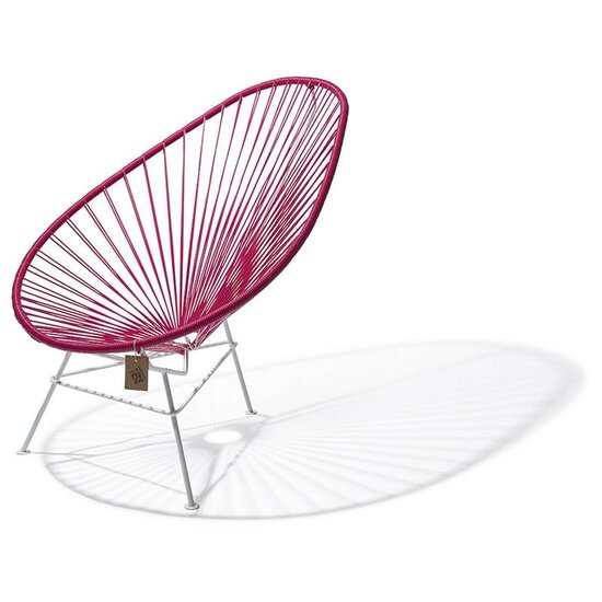 Acapulco Chair in Bougainvillea, White Frame