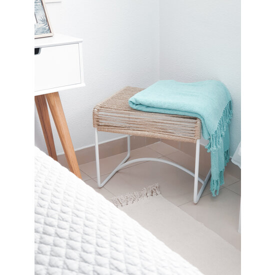 Silla Acapulco Xalapa Stool or Footrest in Hemp, White Frame