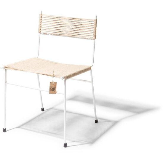 Polanco Dining Chair in Hemp, White Frame