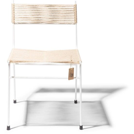 Polanco Dining Chair in Hemp, White Frame