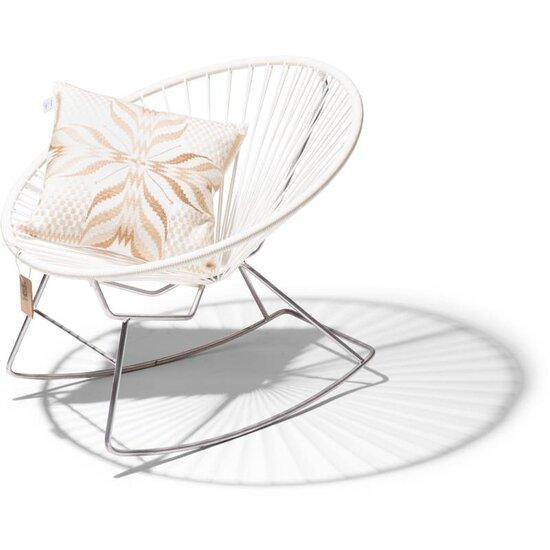 Condesa Rocking Chair in White, Chrome Frame