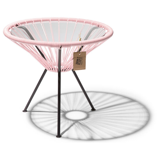 Table Japón in Pastel Pink, Glass Table Top