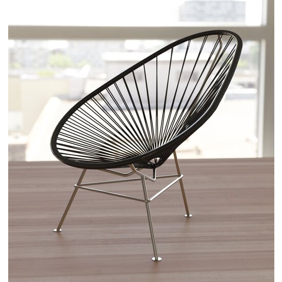 Exclusive Edition - Acapulco Chair in Black,  Stainless Steel Frame (Made w/ Recycled PVC)