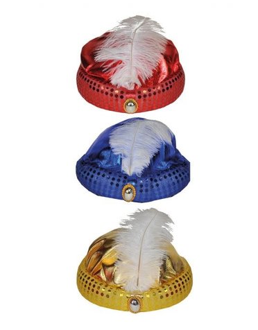 hoed sultan rood/geel/blauw