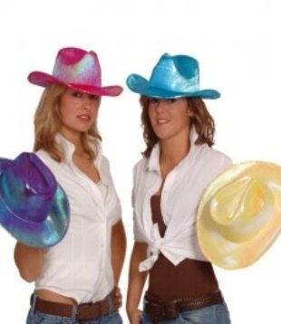 blinkende cowboyhoed geel