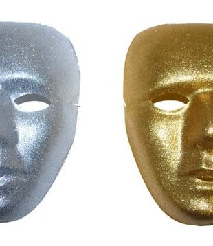 masker zilver of goud glitter ass. (1stuk)