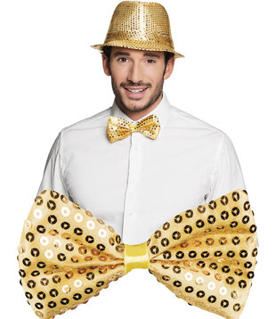 nœud papillon, paillettes dorées