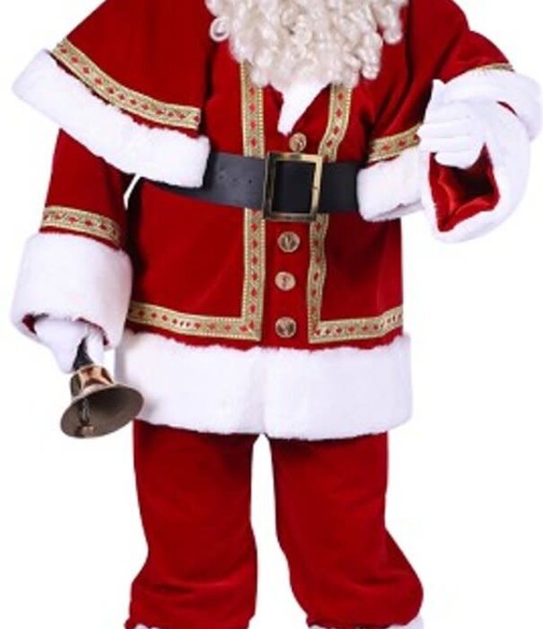 Kerstman fluweel deluxe met cape XL (vest met pellerine, broek, muts en riem)