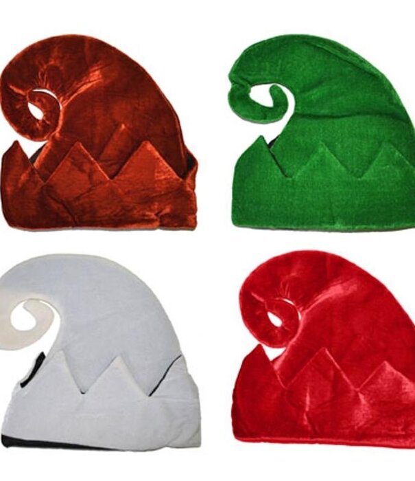 chapeau de lutin blanc, rouge, vert ou marron